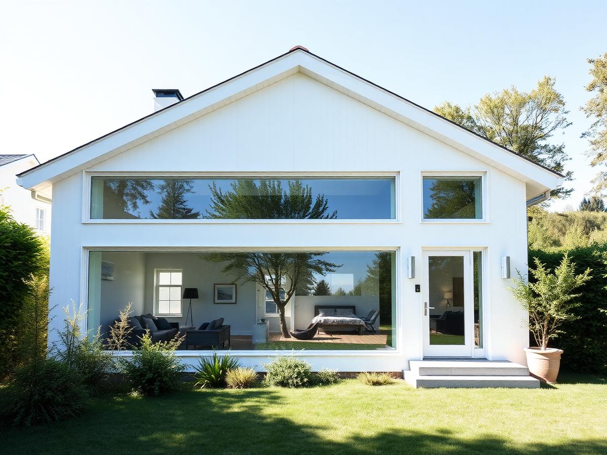 Modern svensk villa med rena fönster